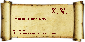 Kraus Mariann névjegykártya